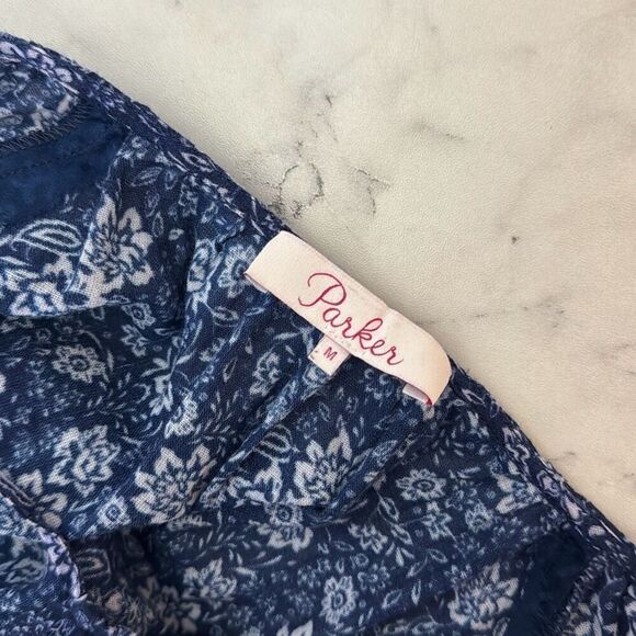 Parker Queenie Smocked Ruffle Mini Dress in Tessa Floral M - Picture 8 of 9